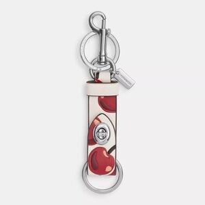 COACH TRIGGER SNAP BAG CHARM Key Chain CHERRY PRINT - NWT
